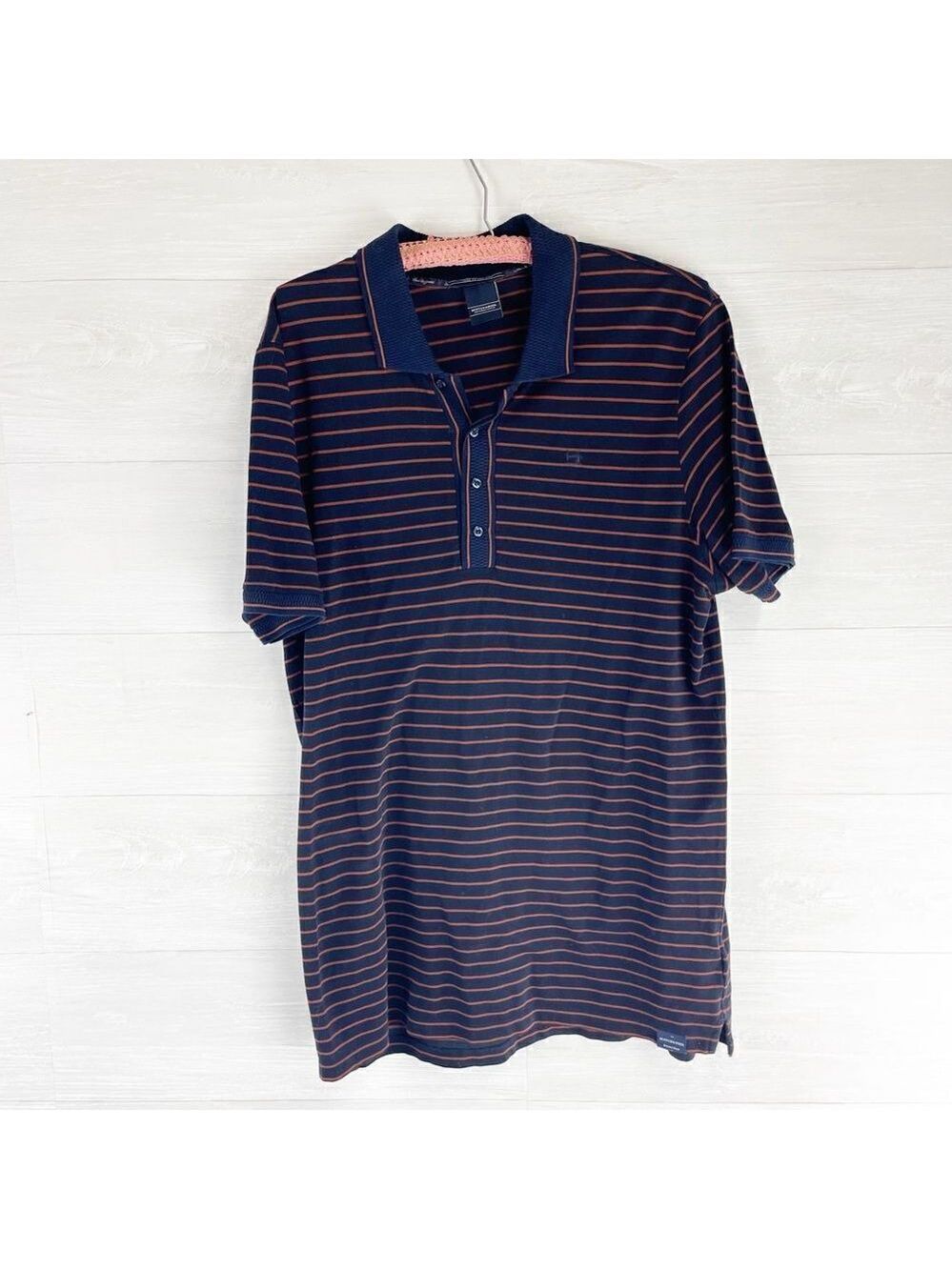 Scotch & Soda Striped Cotton Point Collar Polo Shirt